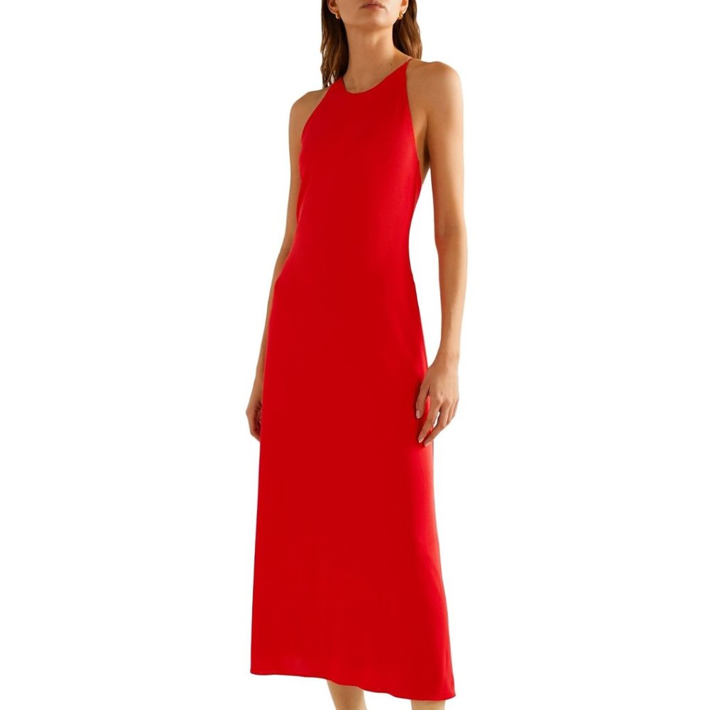 Vintage Kamisato Lattice Back Linen Blend Maxi Dress